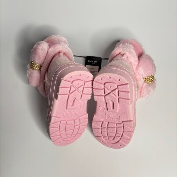 bebe Toddler Pull On Winter Boots w/ Faux Fur Cuff and Rhinestone Bow - Picture 8 of 8
